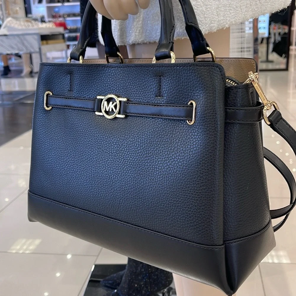 Michael Kors Mercer Large Top-Zip Belted Satchel Crossbody Center Zip Bag Purse